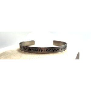 Share The Dream Live The Dream Engraved On A Cuff Bracelet - Stainless Steel